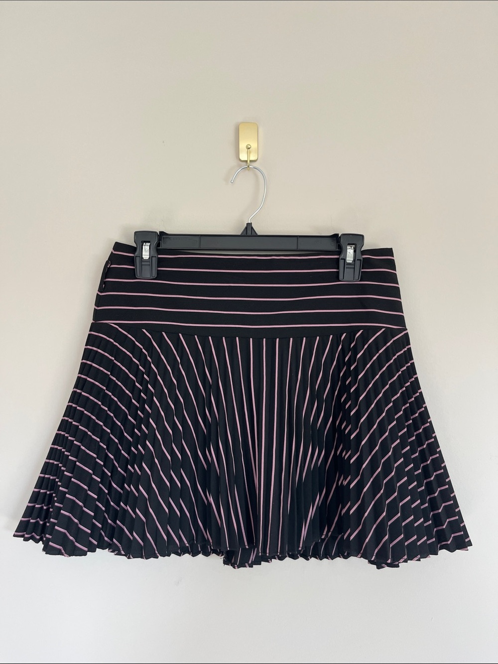 bebe Black Skater Skirt with Pink Stripes